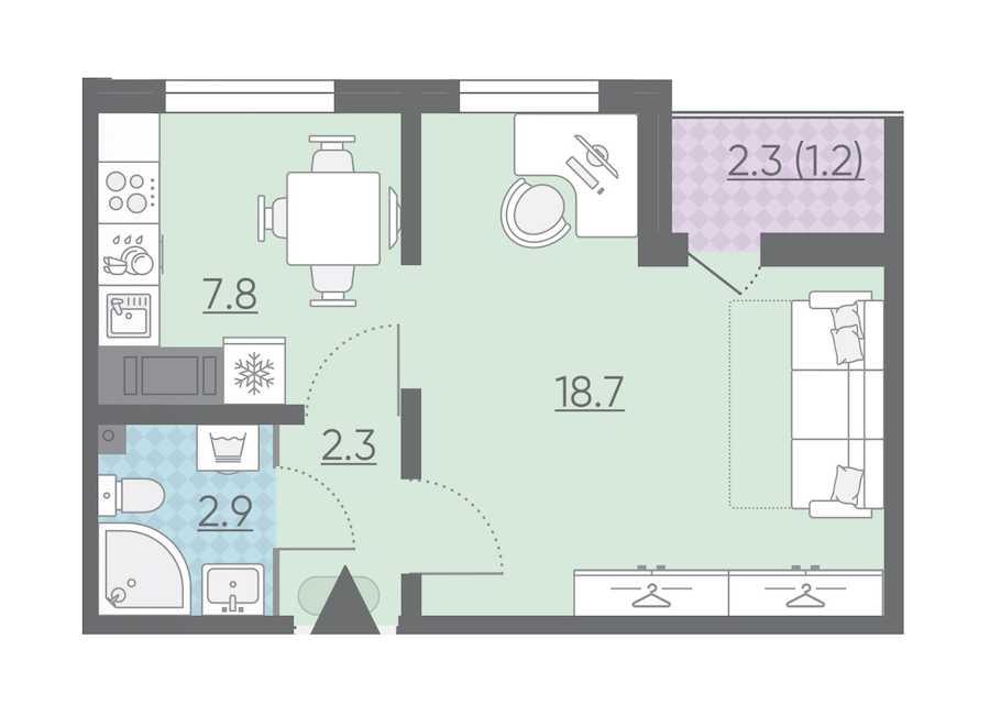 Однокомнатная квартира в : площадь 32.9 м2 , этаж: 9 – купить в Санкт-Петербурге